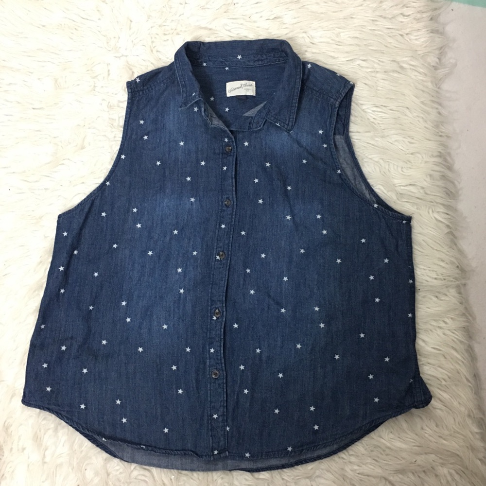 Universal Thread Sleeveless Button Down Denim Blu… - image 2